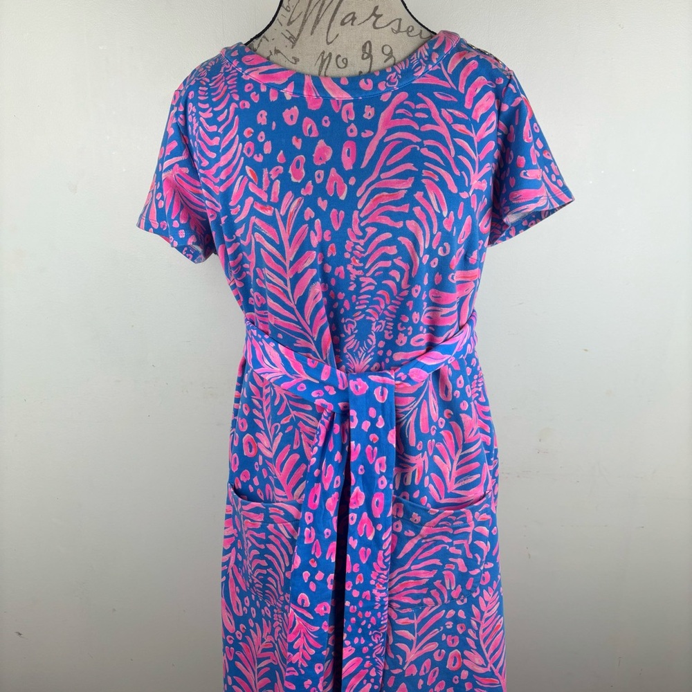 Lilly Pulitzer Glenn- French Terry-Sheath Dress in blue/pink-Woman’s XL